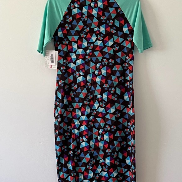 LuLaRoe NWT Julia Raglan Geometric Print Dress Small - Picture 4 of 11